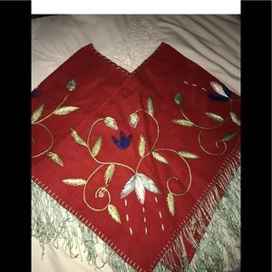Vintage embroidered wool embellished poncho